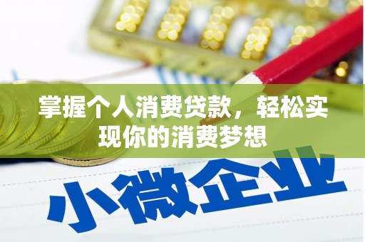 颍上掌握个人消费贷款，轻松实现你的消费梦想